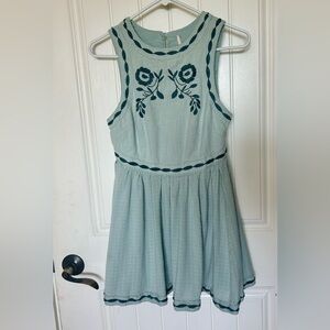 Floral Embroidered Sleeveless  Sage/Mint Mini Dress/ Tunic Free people
